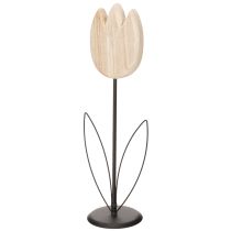 Itens Estatueta decorativa de tulipa em madeira sobre suporte, ideal para dar um toque de primavera, 47,5 cm