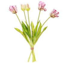 Itens Tulipas artificiais tulipas papagaio buquê roxo com 5 flores 40cm