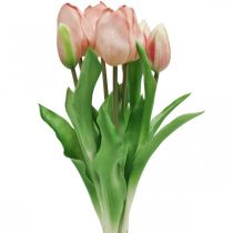 Itens Tulipas Artificiais Real-Touch Rosa Pêssego 38cm Bando de 7 unidades