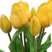 Tulipa flor artificial amarelo toque real decoração de primavera 38cm buquê de 7 peças