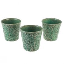 Itens Plantador de cerâmica crackle esmalte verde Ø11cm Alt.11cm 3 unidades