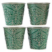 Itens Plantador de cerâmica crackle esmalte verde Ø7cm Alt.8cm 4 unidades