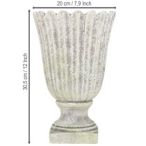 Itens Vaso decorativo troféu antigo pedra fundida cinza Ø20cm H30,5cm