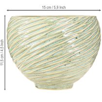 Itens Vaso decorativo cerâmico verde Ø15cm H11cm 2 unidades