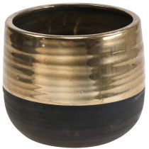 Floreira Grande Vaso de Cerâmica Ouro Preto Ø20,5cm A18cm