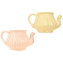 Itens Bule decorativo de cerâmica plantador laranja amarelo 19,5×13,5×11cm 2 un