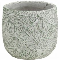 Itens Plantador de cerâmica verde branco cinza ramos de abeto Ø12,5cm H12cm