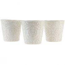 Itens Vaso para plantas em cerâmica branco Ø11cm Alt.11cm 3 unidades