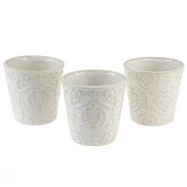 Itens Vaso para plantas em cerâmica branco Ø11cm Alt.11cm 3 unidades
