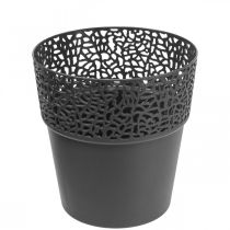 Itens Floreira vaso de flores de plástico antracite Ø13cm A13,5cm