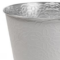 Floreira floreira de metal branco pastel Ø20cm A16cm
