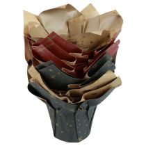 Itens Estrelas de papel para plantador vermelho/antracite/natural Ø12cm Alt.12cm 9 unidades