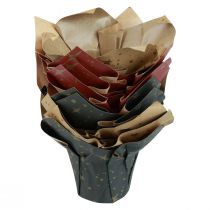 Itens Papel para plantador estrelas vermelho/antracite/natural Ø4,5cm Alt.6cm 9 un