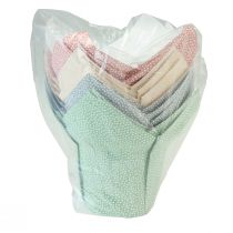 Itens Flores para embalagem de presente pontilhadas em papel para plantador Ø9cm Alt.16cm 8 unid.