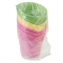 Itens Papel para plantador tecido rosa, amarelo, verde Ø7cm Alt.13cm 12 unidades