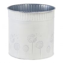 Vaso de flores de metal dente-de-leão branco Ø15,5cm Alt.15,5cm