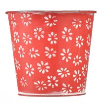 Itens Vaso de flores vermelho branco floral metal Ø12,5cm Alt.11,5cm