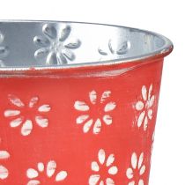 Itens Plantador mini vaso de flores vermelho branco metal floral Ø10,5cm Alt.10,5cm