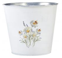 Itens Plantador de flores em vaso de metal branco Ø16cm Alt.14,5cm