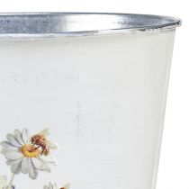 Itens Plantador de flores em vaso de metal branco Ø16cm Alt.14,5cm