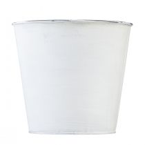 Itens Plantador de flores em vaso de metal branco Ø16cm Alt.14,5cm