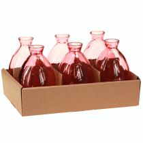 Itens Vaso bulboso, mini vasos, vidro rosa tingido, Ø7cm, A12cm, 6 peças