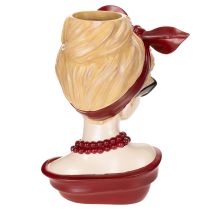 Itens Vaso em forma de cabeça de mulher com óculos de sol e colar de pérolas, 30 cm