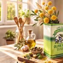 Itens Vaso para azeite, em cerâmica, ideal para decoração de cozinha e mesa mediterrânea, 18 cm