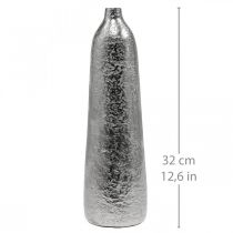Itens Vaso decorativo vaso de flores martelado em metal prata Ø9,5cm Alt.32cm