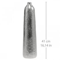 Itens Vaso decorativo vaso de flores em metal martelado prata Ø9,5cm Alt.41cm