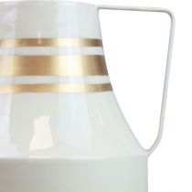 Itens Vaso vintage de metal com alça, jarro decorativo, estilo shabby chic, Ø17cm A23cm, creme/cinza/dourado