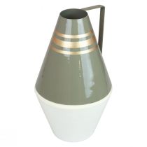Itens Vaso metálico nostálgico com alça em estilo vintage - Creme/Cinza/Dourado Ø19cm A31cm