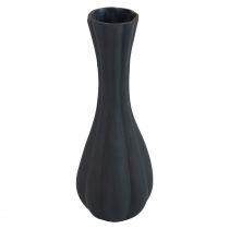 Vaso de vidro preto com ranhuras para vaso de flores de vidro Ø6cm Alt.18cm