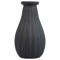 Vaso vaso de vidro preto com ranhuras vaso decorativo vidro Ø8cm Alt.14cm