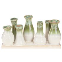 Itens Vasos decorativos de cerâmica em bandeja, peça versátil para decoração da casa, 26 cm