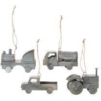 Itens Carrinhos decorativos vintage de metal para pendurar, tamanhos variados, 9-10 cm, 4 peças.