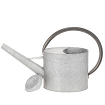 Itens Regador vintage de metal, cinza prateado, elegante peça de decoração para jardim, vaso de flores, 53 cm de comprimento x 29 cm de altura.