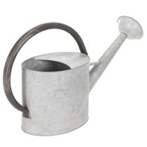 Itens Regador vintage de metal, cinza prateado, elegante peça de decoração para jardim, vaso de flores, 53 cm de comprimento x 29 cm de altura.