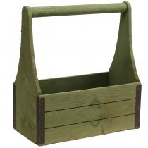 Caixa de plantas vintage caixa de ferramentas de madeira verde azeitona 28×14×31cm