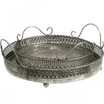 Itens Bandeja vintage, bandeja decorativa prata, bandeja de velas A6cm Ø31/24cm conjunto de 2