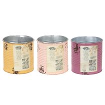 Itens Vaso/lata de flores com visual vintage e inscrição para decoração de interiores, 11 cm, conjunto de 3 peças
