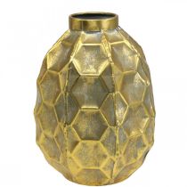 Itens Vaso vintage vaso de flores de ouro look favo de mel Ø22.5cm H31cm