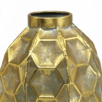 Itens Vaso vintage vaso de flores de ouro look favo de mel Ø22.5cm H31cm