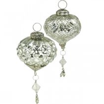 Decorações de árvore de Natal vintage decoração de vidro H14/14,5 cm 2 unidades