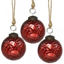 Bolas de Natal vintage de vidro bolas de árvore de Natal vermelhas Ø8cm 4pcs