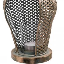 Lanterna Vintage Coruja Lanterna de Jardim Porta Lâmpada Dourada H29cm
