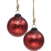 Bolas de natal de vidro vintage bolas de árvore de natal vermelhas Ø10cm 2 peças