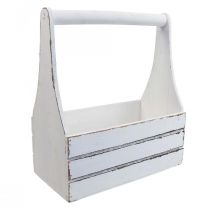 Floreira vintage de madeira branca 28×14×31cm