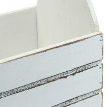 Floreira vintage de madeira branca 28×14×31cm