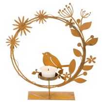 Itens Porta-velas decorativo em forma de pássaro com aparência de ferrugem, 24×27×6cm